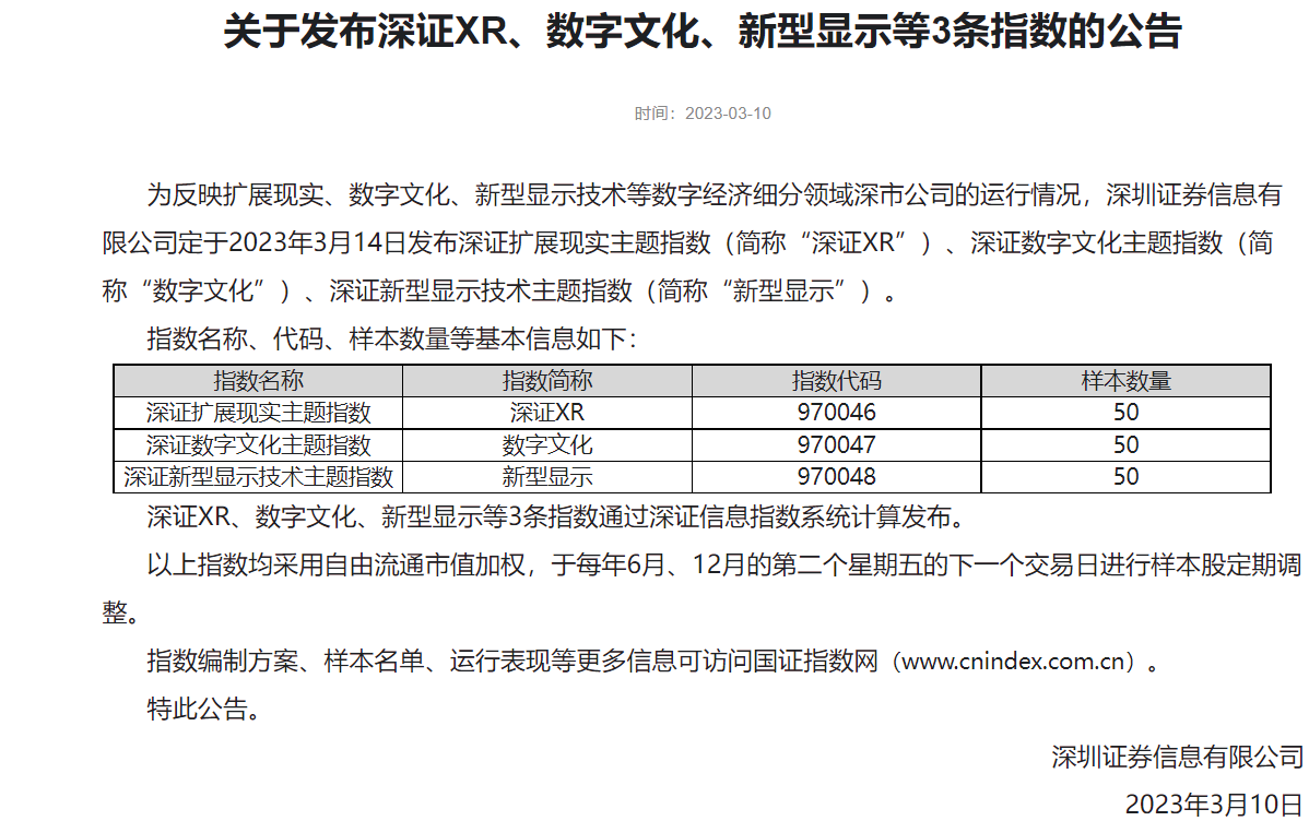 深交所：发布3条数字经济细分主题指数 